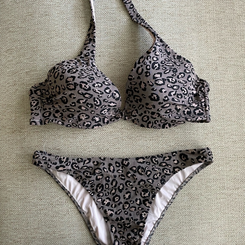 Animal print bikini with cheeky bottoms